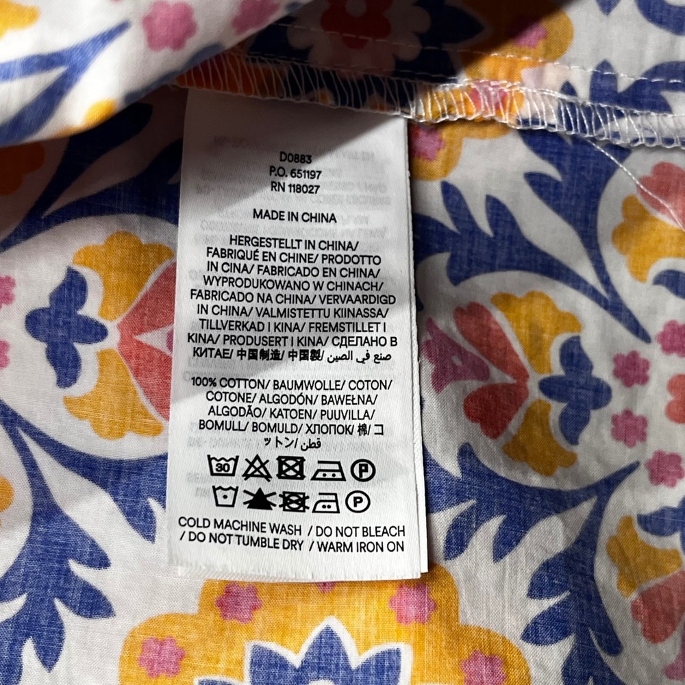 Boden Alba Blue Orange Floral Cotton Tiered Maxi Dress Belted Sz 2P Mosaic Bloom - Picture 4 of 9